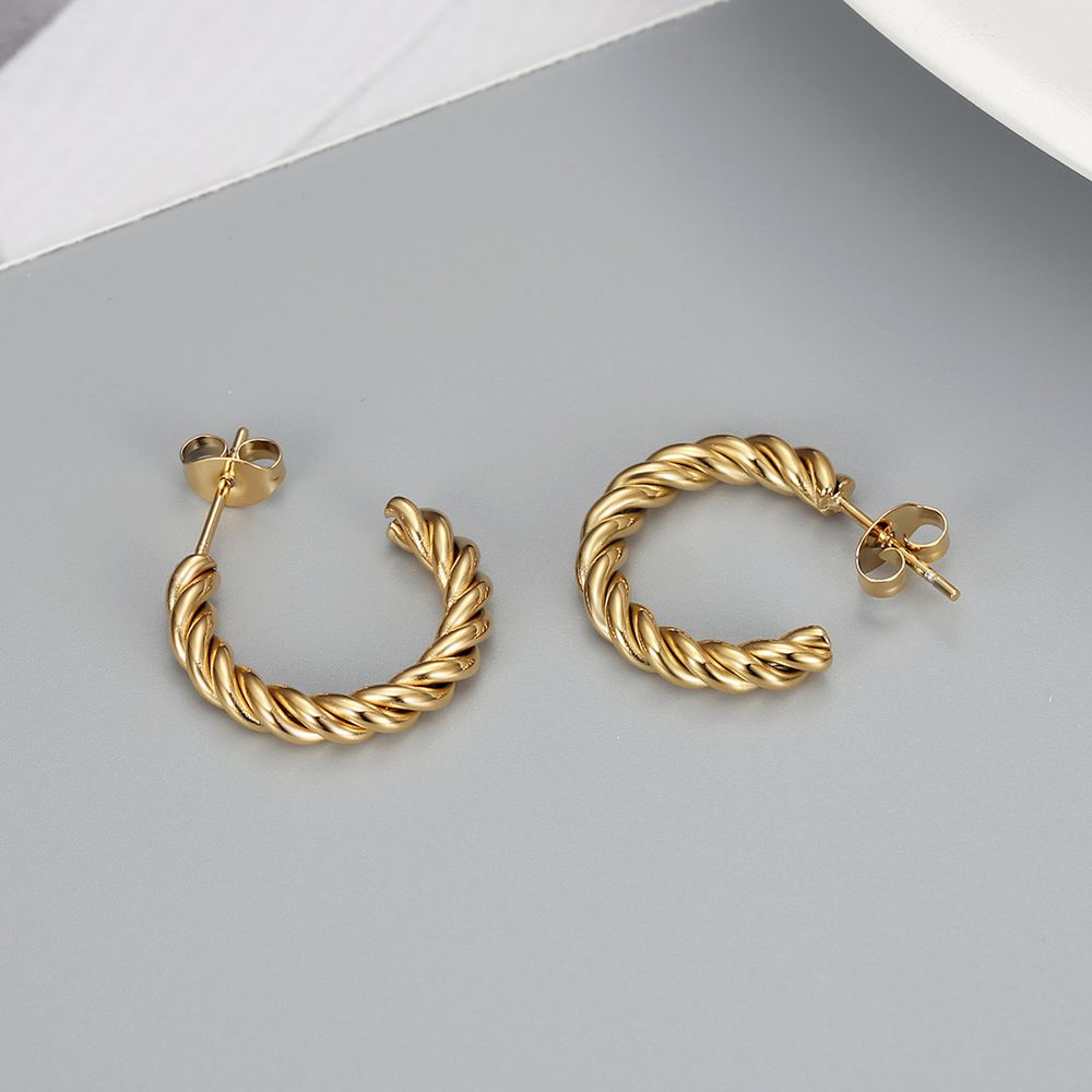 Wholesale Stylish Titanium Stainless Steel Earrings C-Shaped Twisted | Wholesale Jewelry Only 4