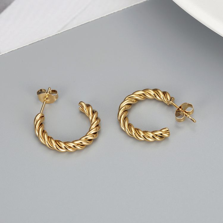 Wholesale Stylish Titanium Stainless Steel Earrings C-Shaped Twisted | Wholesale Jewelry Only 4