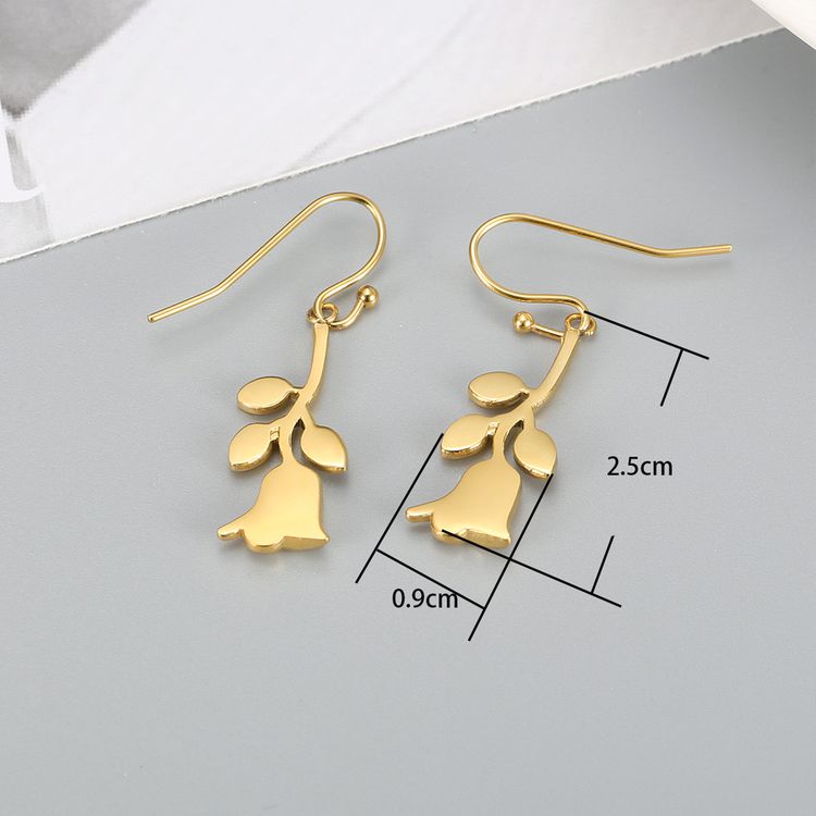 Gentle Gold Rose Wholesale Stainless Steel Dangle Earring | Wholesale Jewelry Only 2
