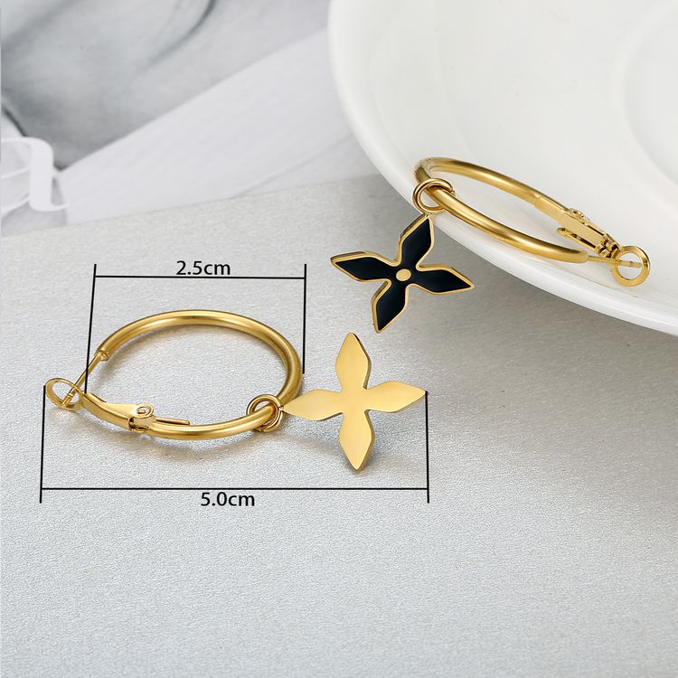 Cross Petal Metal Drip Glaze Titanium Steel Earrings Women Flower Earring | Wholesale Jewelry Only 2