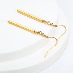 Wholesale Vertical bar titanium steel geometric long earrings | Wholesale Jewelry Only