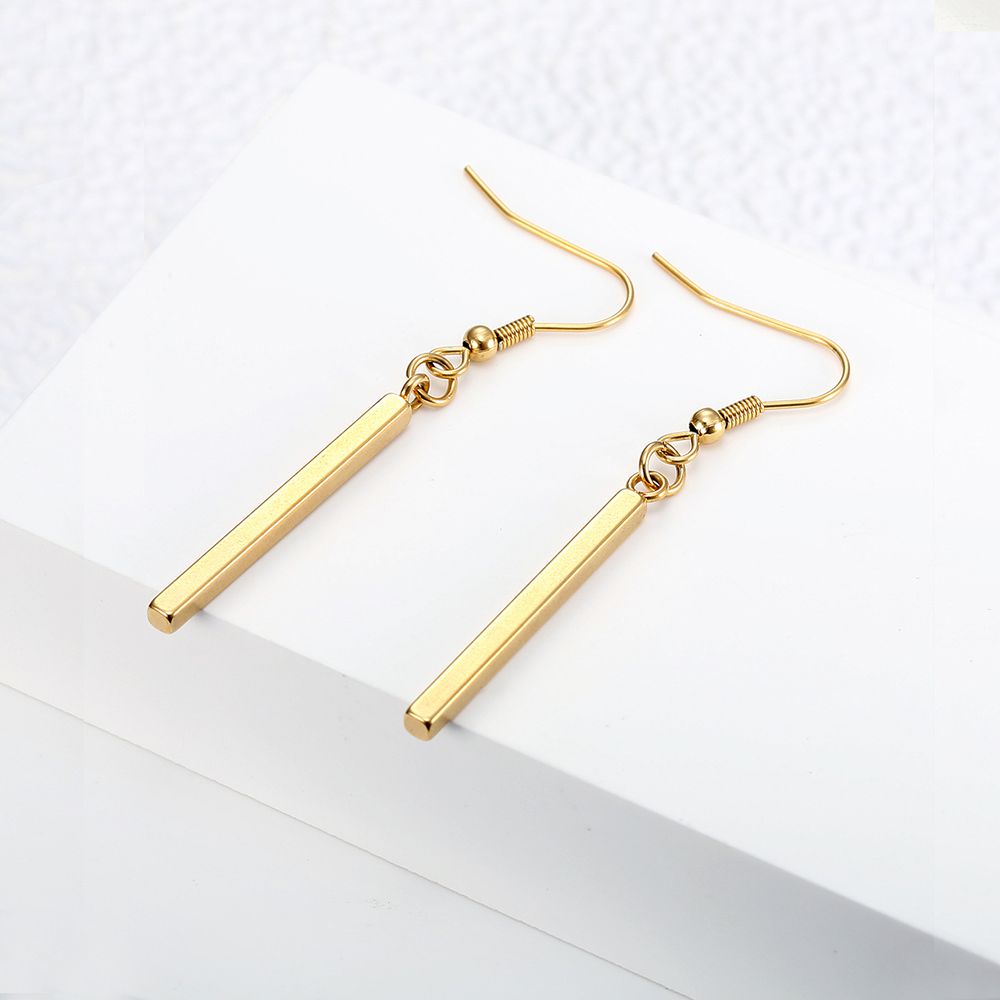 Wholesale Vertical bar titanium steel geometric long earrings | Wholesale Jewelry Only 2