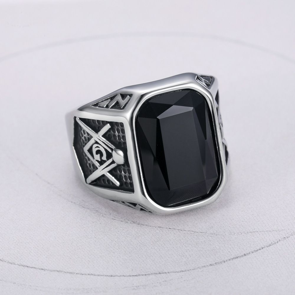 Fashion Ruby Ring Hip Hop Street Men's Titanium Steel Ring | Wholesale Jewelry Only 3
