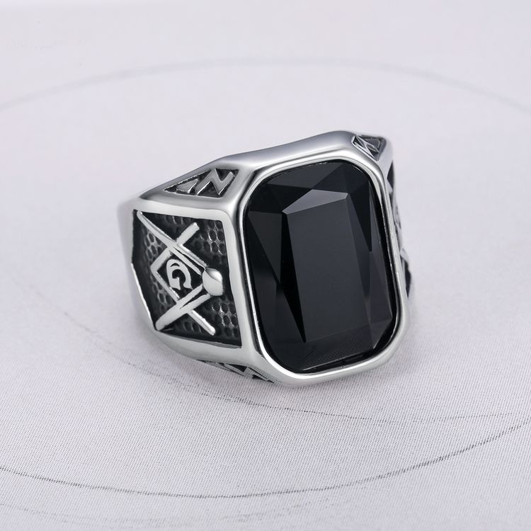Fashion Ruby Ring Hip Hop Street Men's Titanium Steel Ring | Wholesale Jewelry Only 3