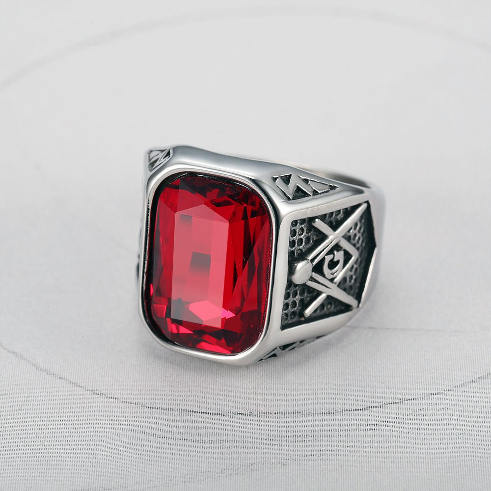 Fashion Ruby Ring Hip Hop Street Men's Titanium Steel Ring | Wholesale Jewelry Only 5
