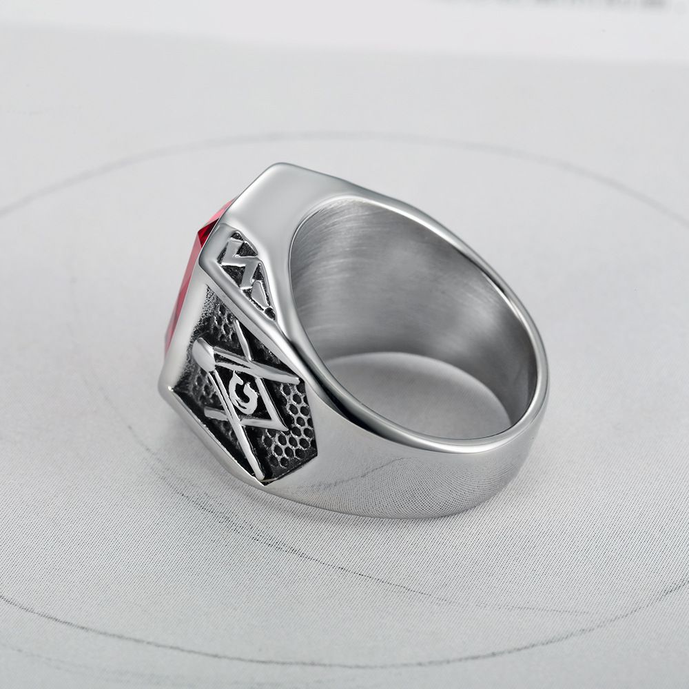 Fashion Ruby Ring Hip Hop Street Men's Titanium Steel Ring | Wholesale Jewelry Only 7