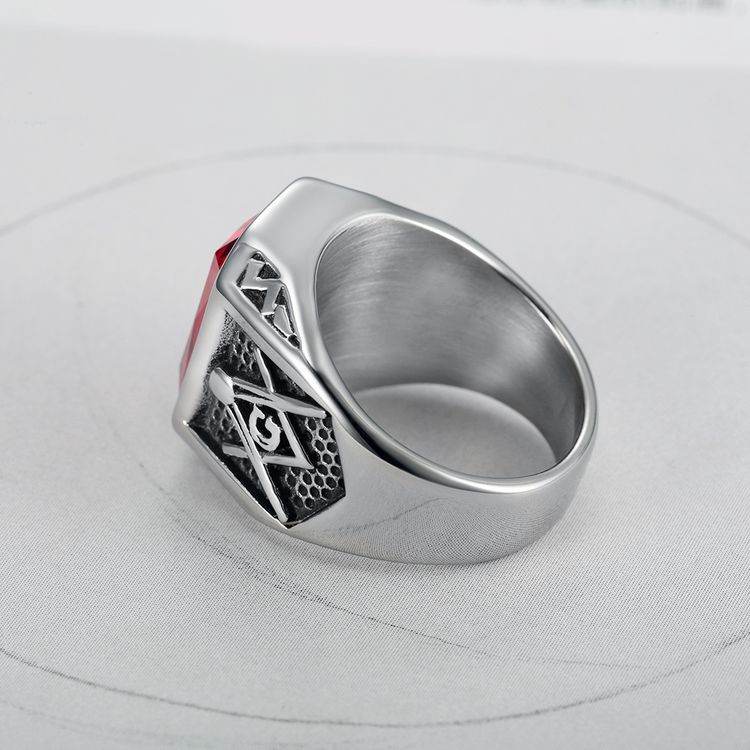 Fashion Ruby Ring Hip Hop Street Men's Titanium Steel Ring | Wholesale Jewelry Only 7
