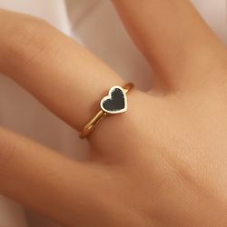 Wholesale Black Heart Titanium Ring Women's Ring | Wholesale Jewelry Only