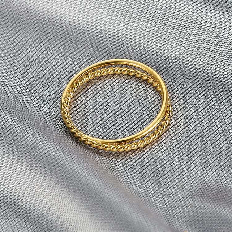 Twisted Double Ring Fashion Women's Titanium Stainless Steel Ring | Wholesale Jewelry Only 2