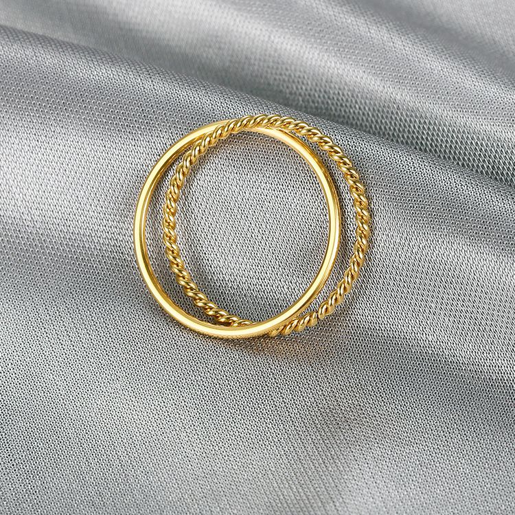 Twisted Double Ring Fashion Women's Titanium Stainless Steel Ring | Wholesale Jewelry Only 3