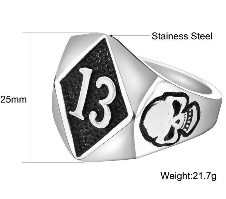 Wholesale Skull Titanium Men's Ring Number 13 Index Finger Ring | Wholesale Jewelry Only 4