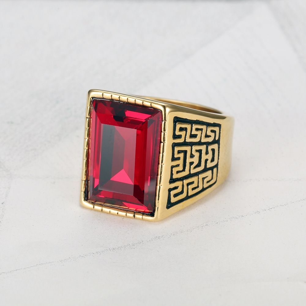 Hip Hop Punk Retro 18K Genuine Gold Plated CZ Titanium Steel Men's Rings | Wholesale Jewelry Only 3