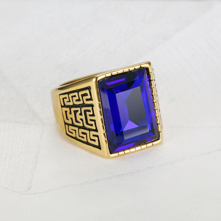 Hip Hop Punk Retro 18K Genuine Gold Plated CZ Titanium Steel Men's Rings | Wholesale Jewelry Only 4