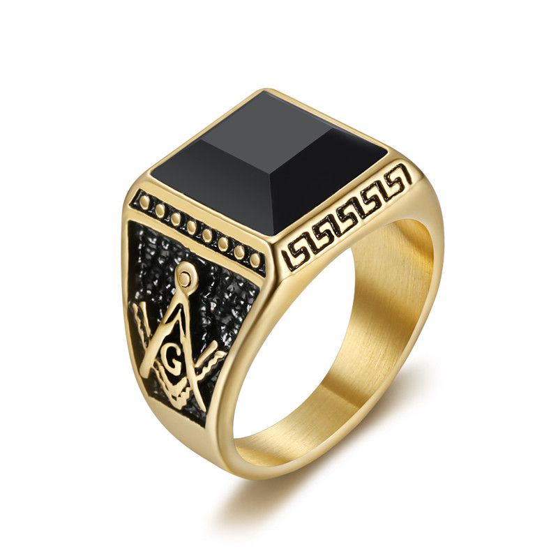Wholesale Vintage Stainless Steel Ring with Onyx for Men | Wholesale Jewelry Only 0