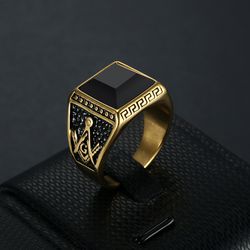 Wholesale Vintage Stainless Steel Ring with Onyx for Men | Wholesale Jewelry Only