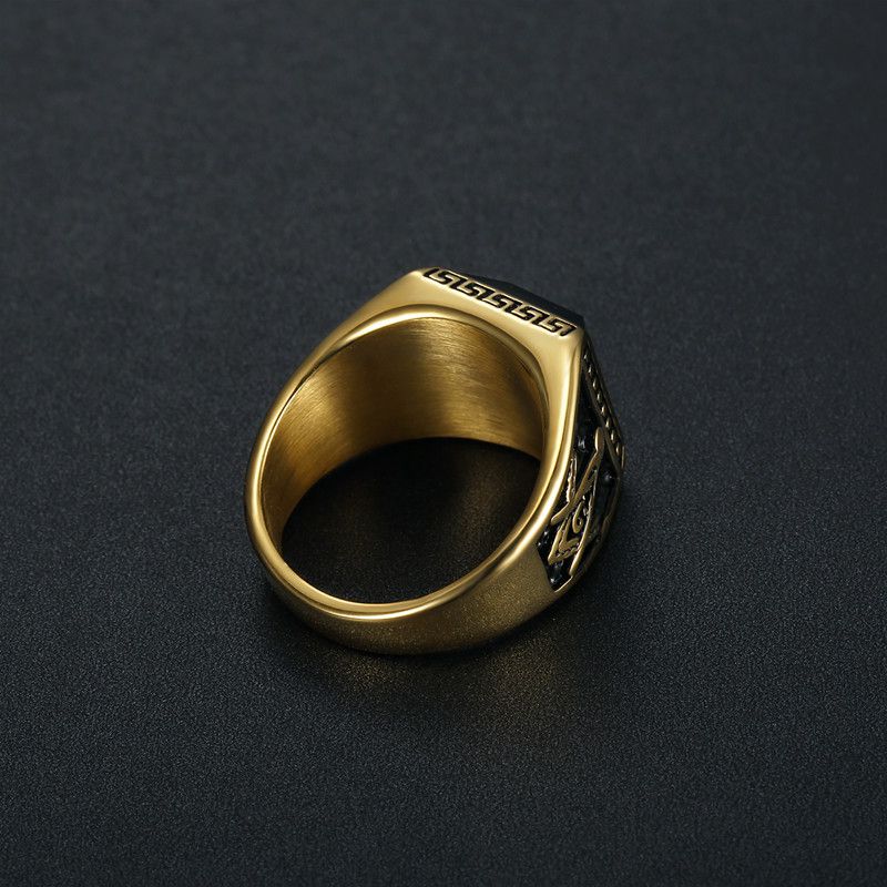 Wholesale Vintage Stainless Steel Ring with Onyx for Men | Wholesale Jewelry Only 2
