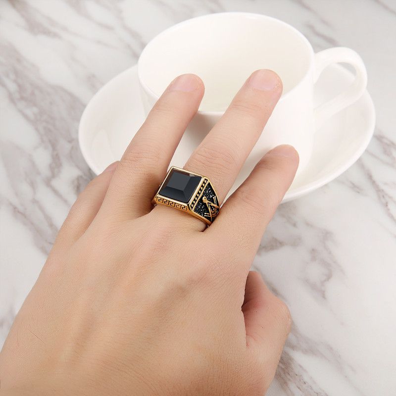 Wholesale Vintage Stainless Steel Ring with Onyx for Men | Wholesale Jewelry Only 3