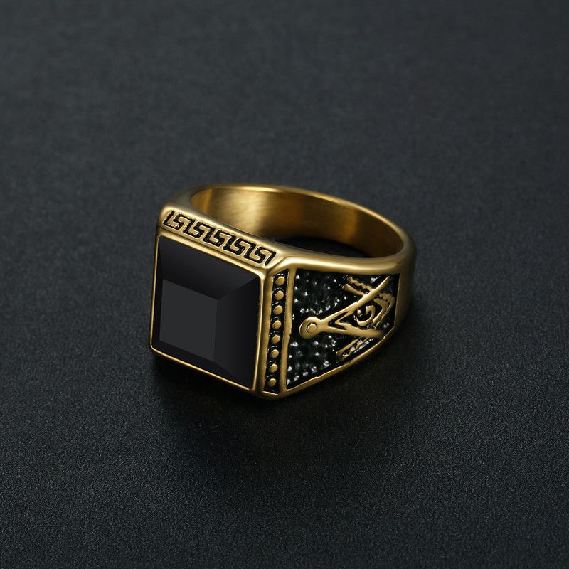 Wholesale Vintage Stainless Steel Ring with Onyx for Men | Wholesale Jewelry Only 4