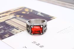 Titanium Steel Cross Ring Gothic Hipster with Ruby Glory Ring | Wholesale Jewelry Only