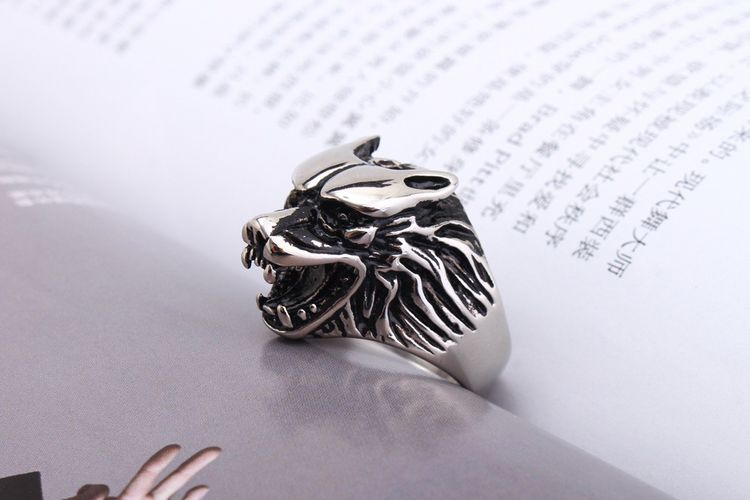 Titanium steel ring men's retro wolf head ring Wholesale | Wholesale Jewelry Only 3