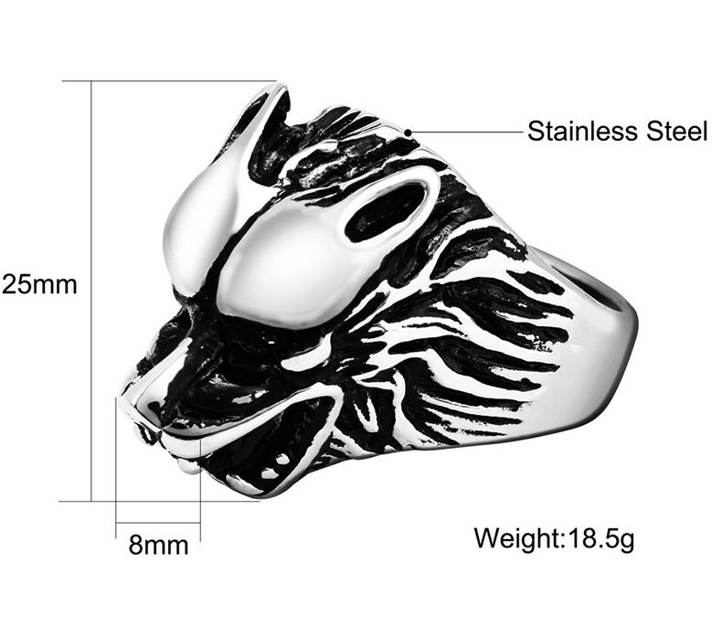 Titanium steel ring men's retro wolf head ring Wholesale | Wholesale Jewelry Only 4