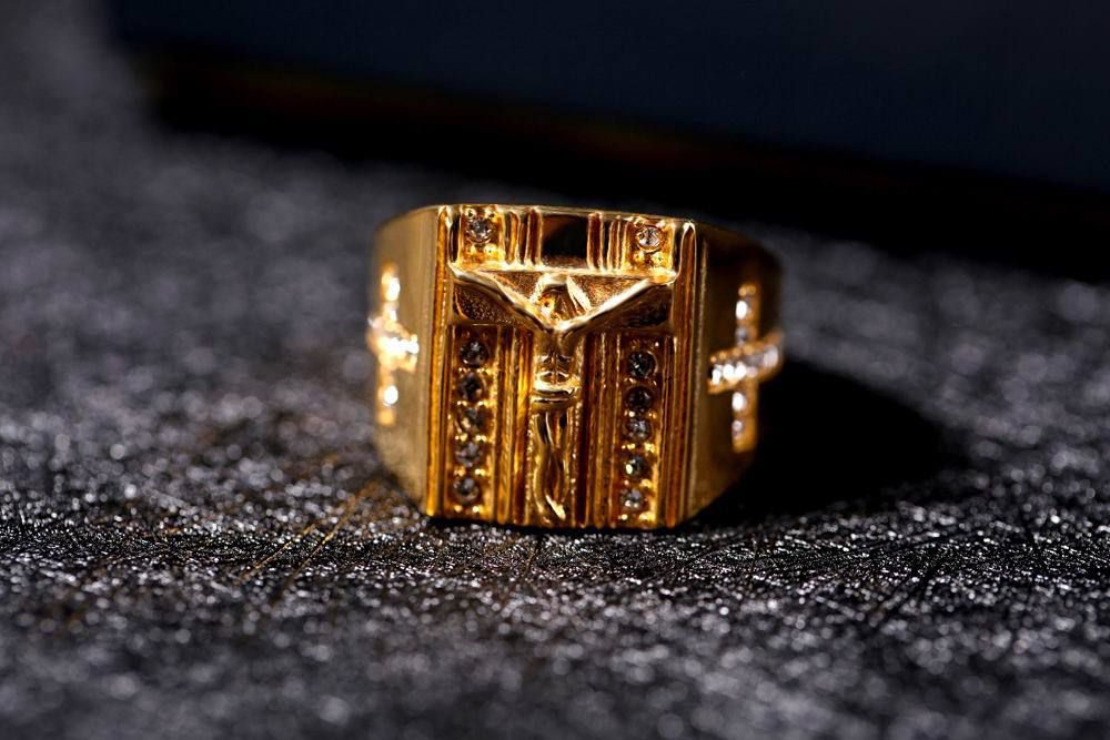 Punk Jesus Ring 18K Gold Plated with CZ Titanium Steel Ring | Wholesale Jewelry Only 2