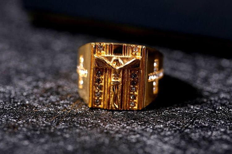 Punk Jesus Ring 18K Gold Plated with CZ Titanium Steel Ring | Wholesale Jewelry Only 2