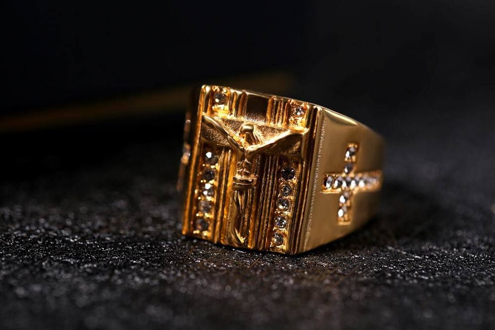 Punk Jesus Ring 18K Gold Plated with CZ Titanium Steel Ring | Wholesale Jewelry Only 3