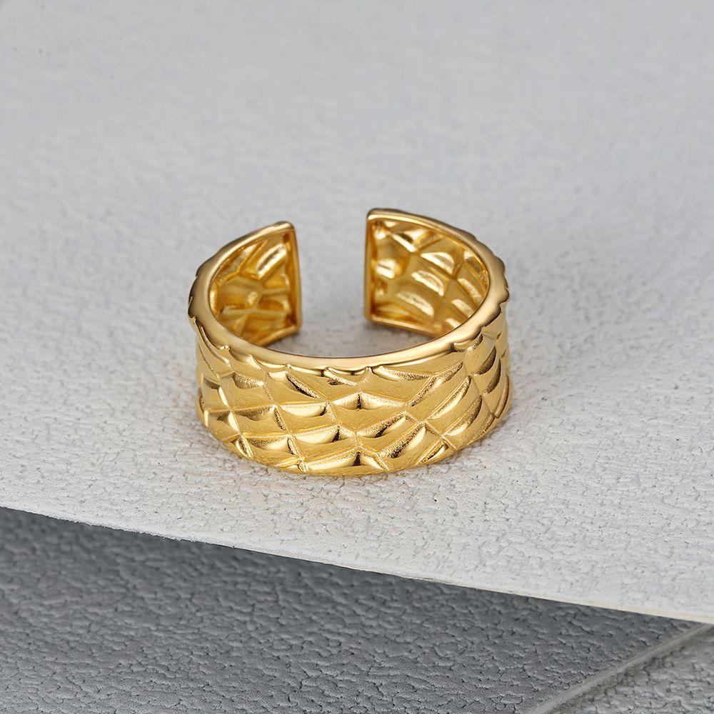 Adjustable Diamond Checkered Opening Elegant Titanium Women's Ring | Wholesale Jewelry Only 2