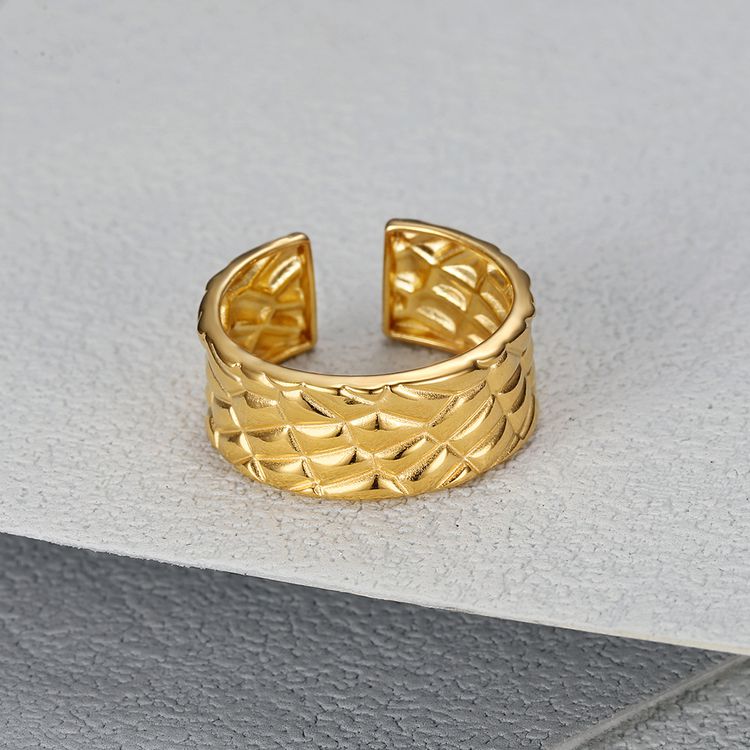 Adjustable Diamond Checkered Opening Elegant Titanium Women's Ring | Wholesale Jewelry Only 2