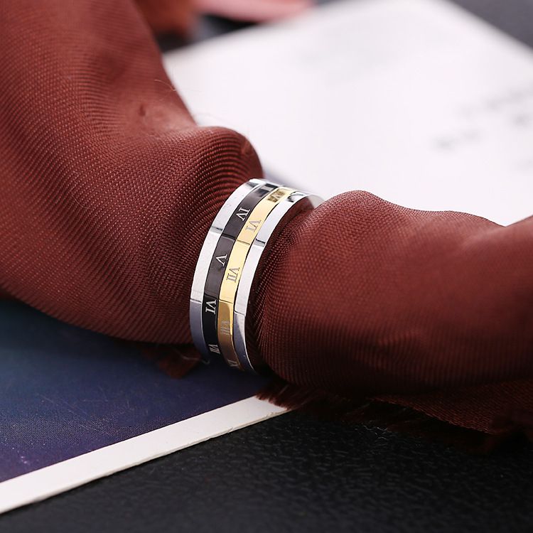 Wholesale Rotating Roman Numerals Titanium Men's Stainless Steel Ring | Wholesale Jewelry Only 2