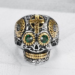 Crucifix Punk Style Skull Bully Men's Vintage Titanium Rings | Wholesale Jewelry Only