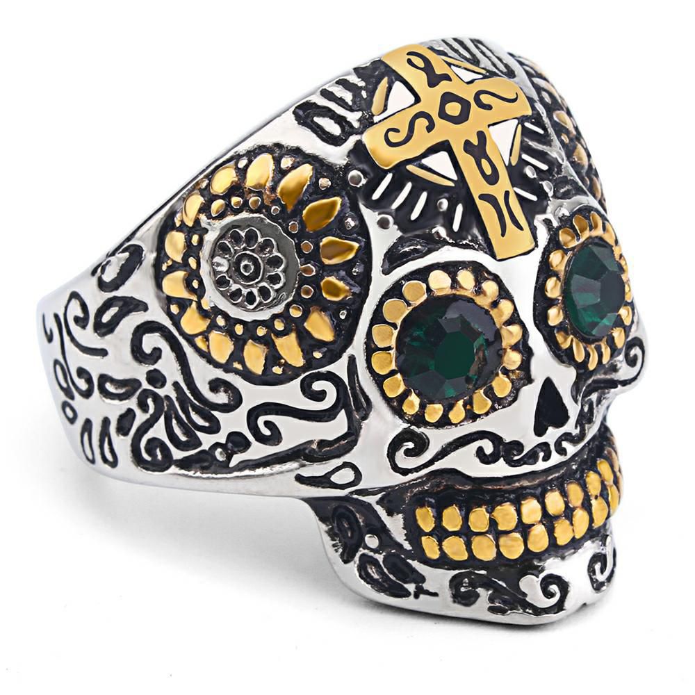 Crucifix Punk Style Skull Bully Men's Vintage Titanium Rings | Wholesale Jewelry Only 2