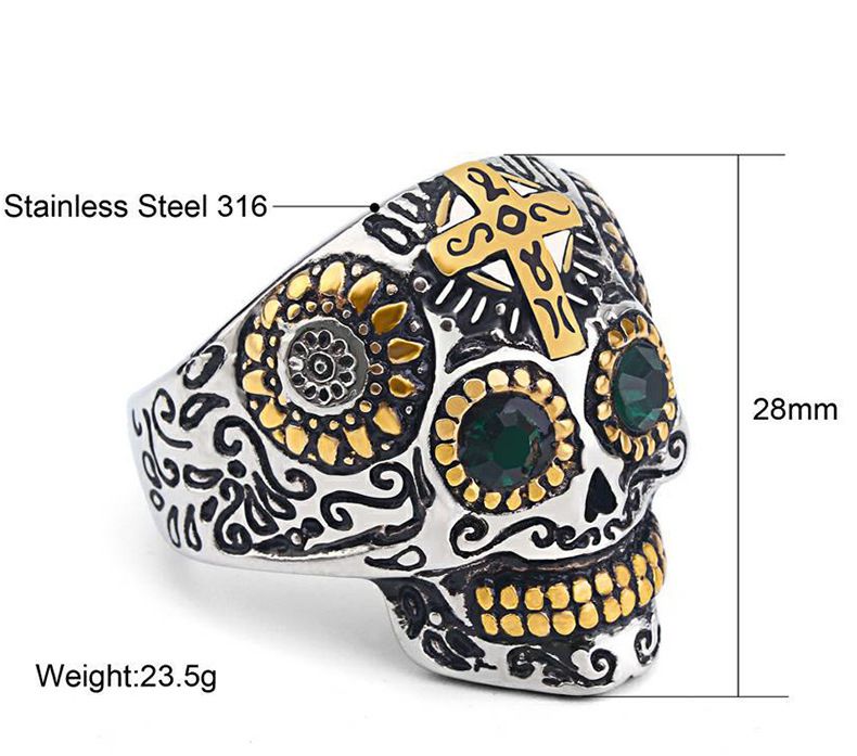 Crucifix Punk Style Skull Bully Men's Vintage Titanium Rings | Wholesale Jewelry Only 3