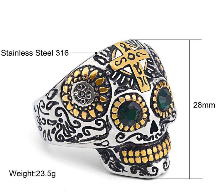 Crucifix Punk Style Skull Bully Men's Vintage Titanium Rings | Wholesale Jewelry Only 3