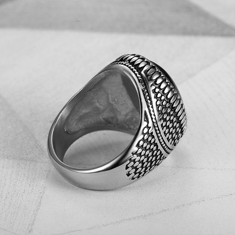 Hip Hop Punk Black Gemstone Vintage Men's Titanium Steel Ring | Wholesale Jewelry Only 2