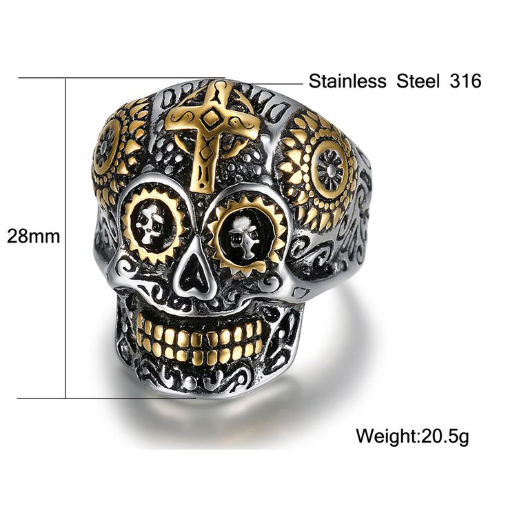 Punk Style Skull 316 Stainless Steel Men's Cross Ring | Wholesale Jewelry Only 3