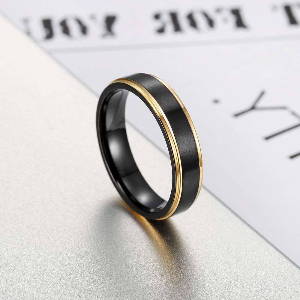 Fashion Men's Titanium Steel Brushed Black Gold Ring Wholesale | Wholesale Jewelry Only 1