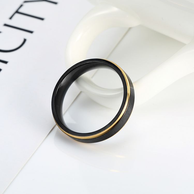 Fashion Men's Titanium Steel Brushed Black Gold Ring Wholesale | Wholesale Jewelry Only 4