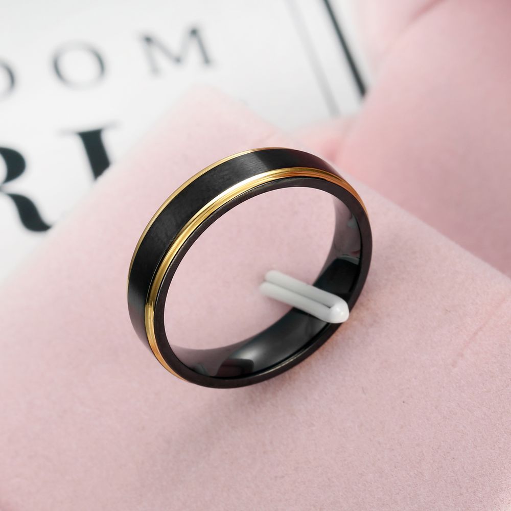 Fashion Men's Titanium Steel Brushed Black Gold Ring Wholesale | Wholesale Jewelry Only 5
