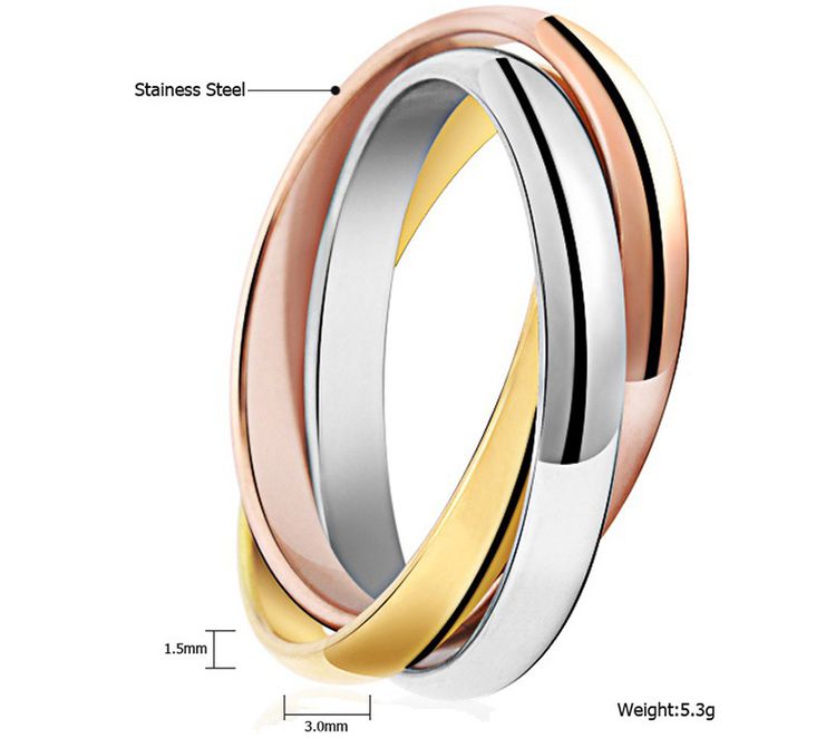 Fashion Three Rings Women's 316L Stainless Steel Mobius Ring | Wholesale Jewelry Only 2