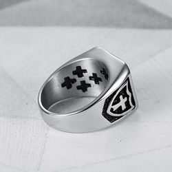 Hip Hop Street Vintage Men's 316L Titanium Cross Ring | Wholesale Jewelry Only