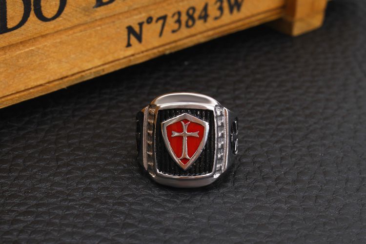 Wholesale Red Cross 316L Stainless Steel Rings for men | Wholesale Jewelry Only 5