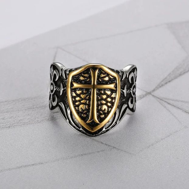 Vintage European cross shield stainless steel men's ring Wholesale | Wholesale Jewelry Only 2