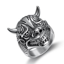 Vintage Bully Cast Bullhead Monster Men's Titanium Steel Ring | Wholesale Jewelry Only