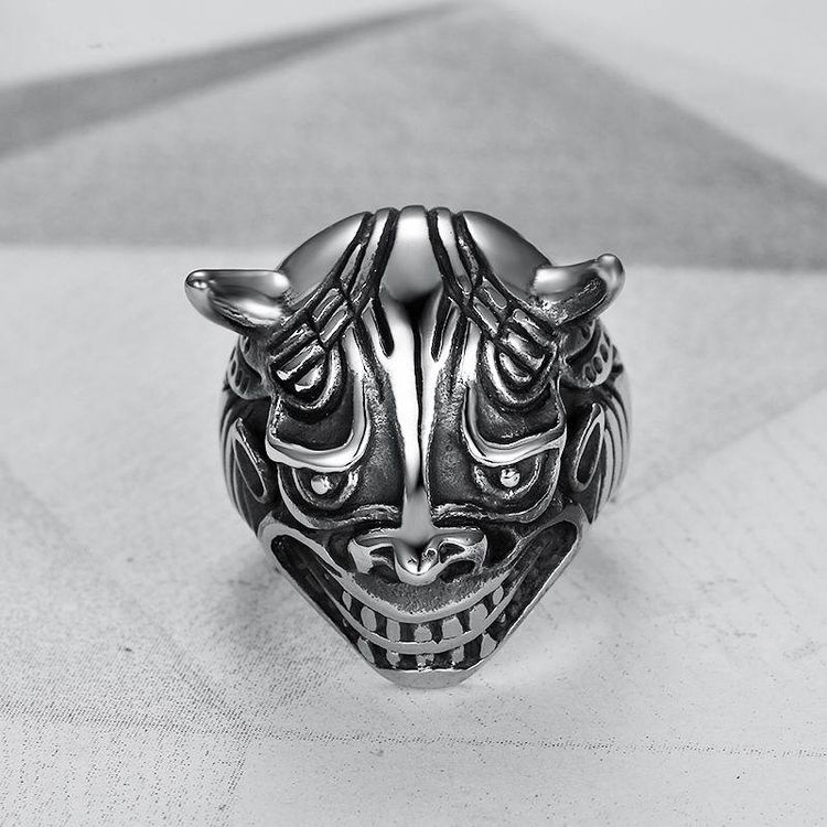 Vintage Bully Cast Bullhead Monster Men's Titanium Steel Ring | Wholesale Jewelry Only 3