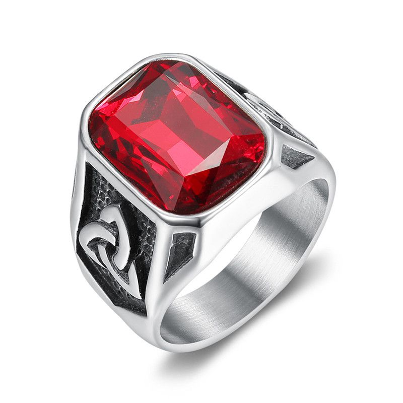 Men's Ruby Ring Fashion Viking Titanium Steel Ring Hip Hop Wholesale | Wholesale Jewelry Only 3