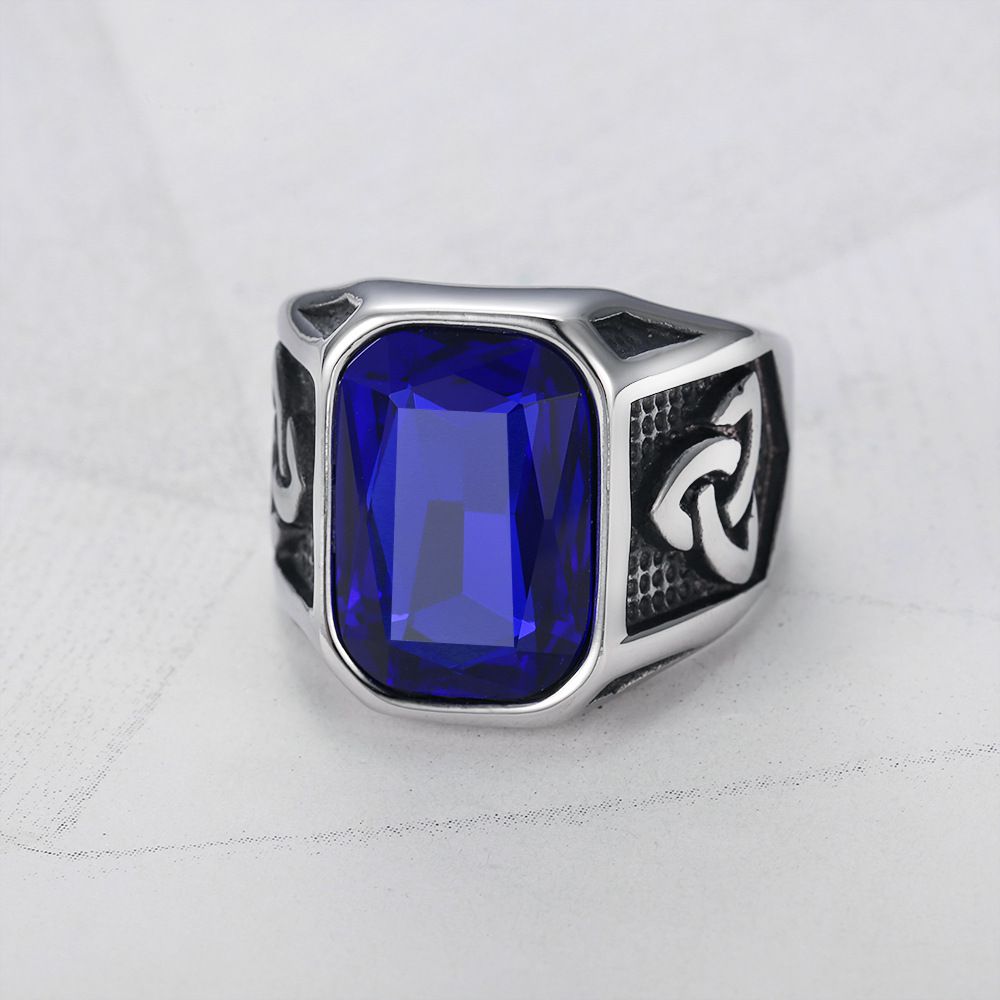 Men's Ruby Ring Fashion Viking Titanium Steel Ring Hip Hop Wholesale | Wholesale Jewelry Only 4