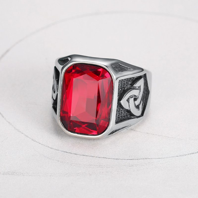 Men's Ruby Ring Fashion Viking Titanium Steel Ring Hip Hop Wholesale | Wholesale Jewelry Only 7