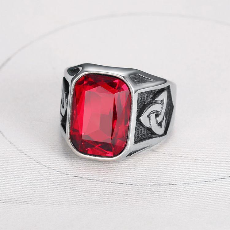 Men's Ruby Ring Fashion Viking Titanium Steel Ring Hip Hop Wholesale | Wholesale Jewelry Only 7